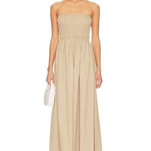 NWT Misa Los Angeles Andrea Strapless Jumpsuit, Sand, L